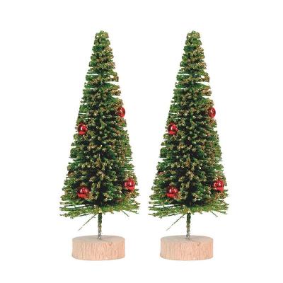 Jogo 2 Pinheiros Decor Natal Glitter Dourado Enfeite De Mesa 20cm - Magizi