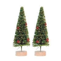 Jogo 2 Pinheiros Decor Natal Glitter Dourado Enfeite De Mesa 20cm - Magizi - 1