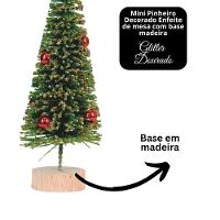 Jogo 2 Pinheiros Decor Natal Glitter Dourado Enfeite De Mesa 20cm - Magizi - 7