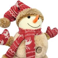 Boneco De Neve Decorativo Natal Em Pelúcia Com Gorro E Cachecol Crochê Vermelho 30cm - 3