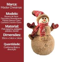 Boneco De Neve Decorativo Natal Em Pelúcia Com Gorro E Cachecol Crochê Vermelho 30cm - 5