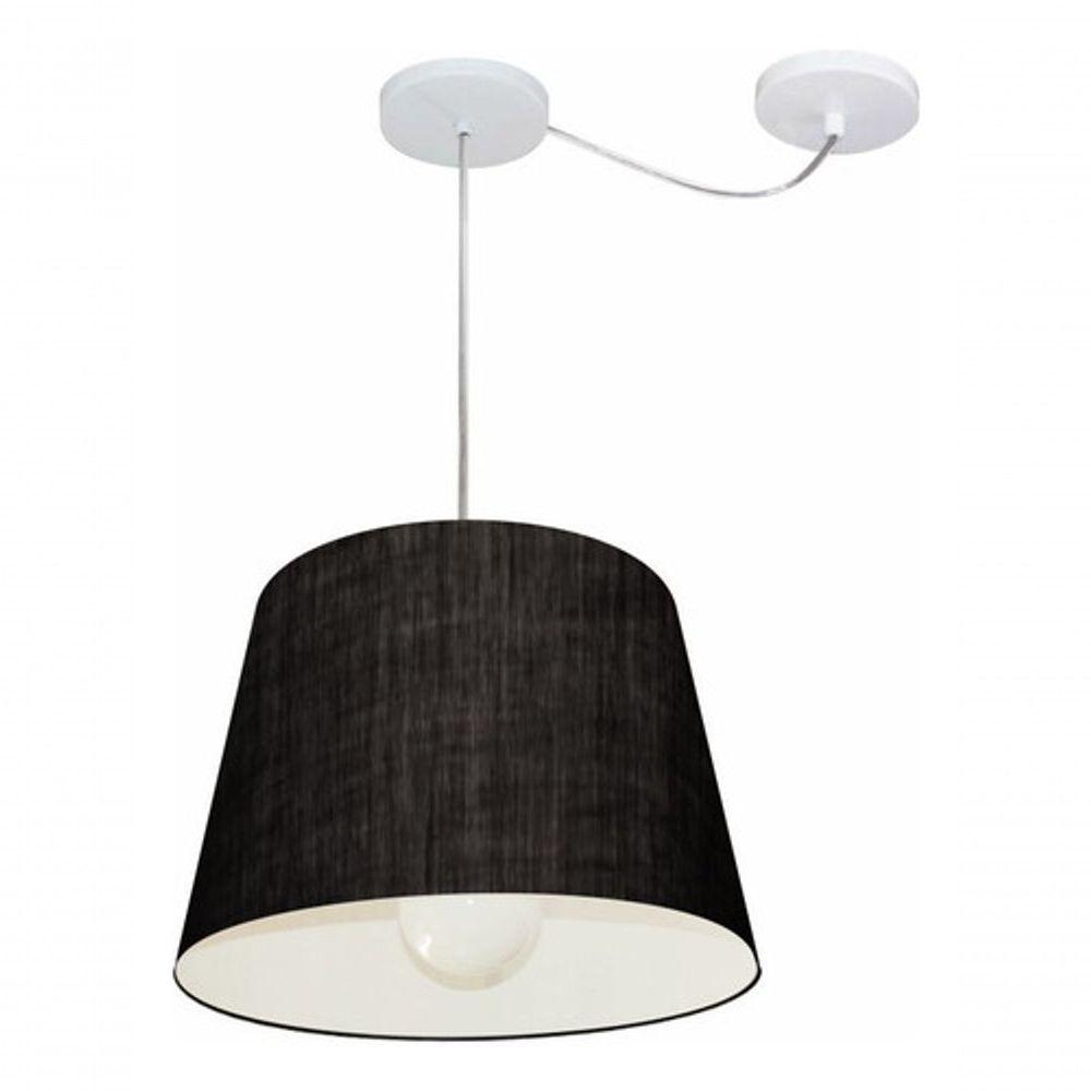 Lustre Pendente Cone Com Desvio De Centro Vivare Md-4274 Cúpula Em Tecido 30x40cm - Bivolt Preto 127/220v - 3