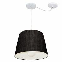 Lustre Pendente Cone Com Desvio De Centro Vivare Md-4274 Cúpula Em Tecido 30x40cm - Bivolt Preto 127/220v - 1