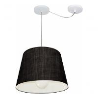 Lustre Pendente Cone Com Desvio De Centro Vivare Md-4274 Cúpula Em Tecido 30x40cm - Bivolt Preto 127/220v - 3