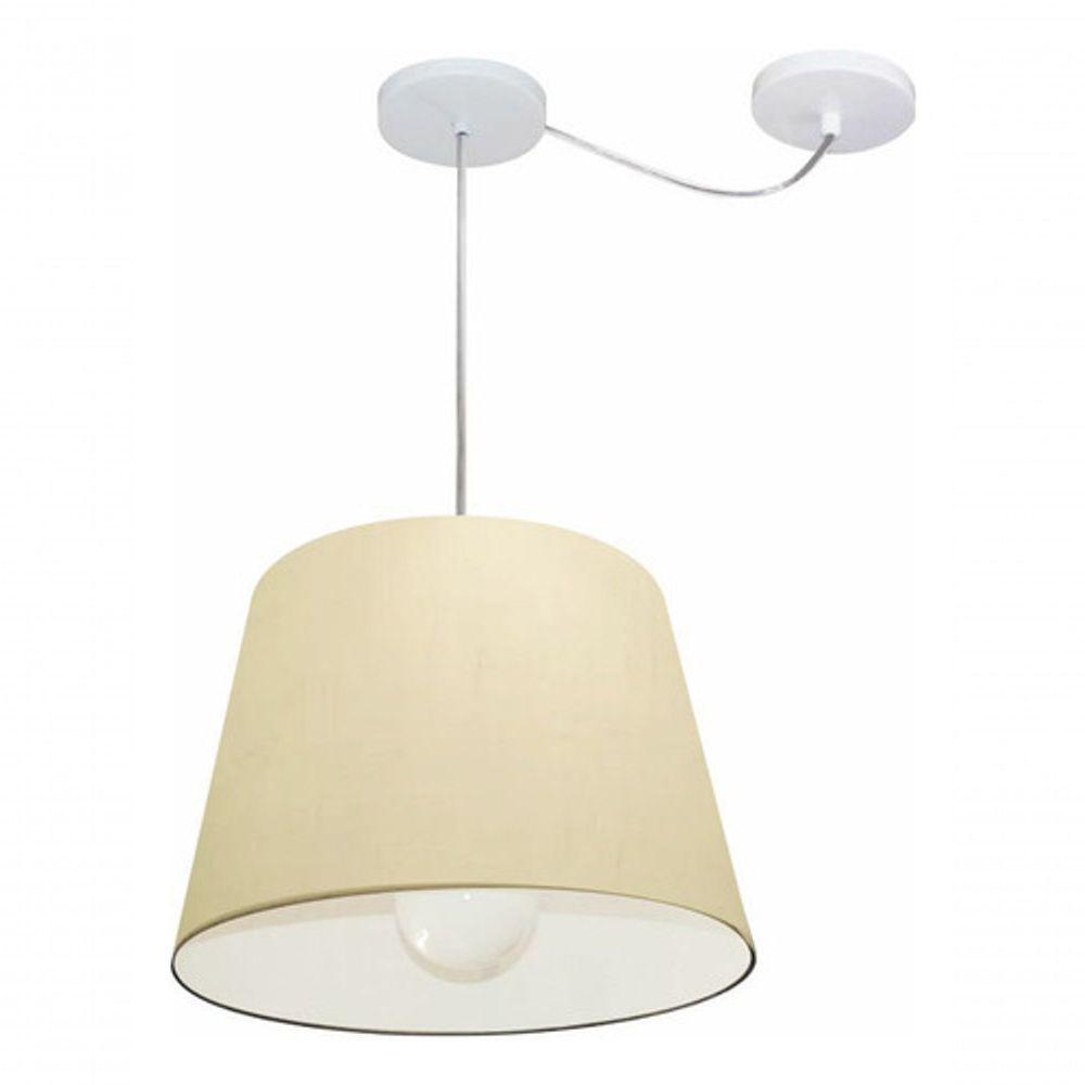 Lustre Pendente Cone Com Desvio De Centro Vivare Md-4274 Cúpula Em Tecido 30x40cm - Bivolt Algodão-crú 127/220v - 3