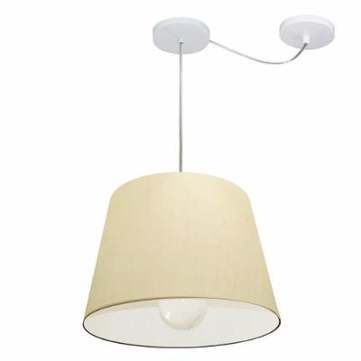 Lustre Pendente Cone Com Desvio De Centro Vivare Md-4274 Cúpula Em Tecido 30x40cm - Bivolt Algodão-crú 127/220v