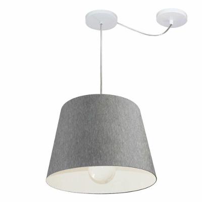 Lustre Pendente Cone Com Desvio Md-4274 Cúpula 30/30x40cm Rustico Cinza - Bivolt