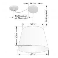 Lustre Pendente Cone Com Desvio Md-4274 Cúpula 30/30x40cm Rustico Cinza - Bivolt - 4