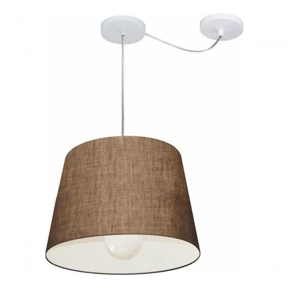 Lustre Pendente Cone Com Desvio De Centro Vivare Md-4274 Cúpula Em Tecido 30x40cm - Bivolt Café 127/220v - 3