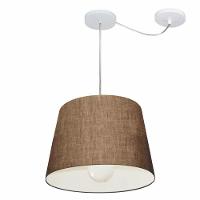 Lustre Pendente Cone Com Desvio De Centro Vivare Md-4274 Cúpula Em Tecido 30x40cm - Bivolt Café 127/220v - 1