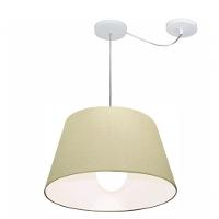 Lustre Pendente Cone Com Desvio Md-4273 Cúpula 21/30x40cm Algodão Crú - Bivolt - 1