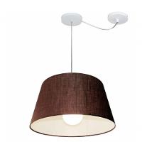 Lustre Pendente Cone Com Desvio De Centro Vivare Md-4273 Cúpula Em Tecido 30x40cm - Bivolt Café 127/220v - 1