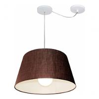Lustre Pendente Cone Com Desvio De Centro Vivare Md-4273 Cúpula Em Tecido 30x40cm - Bivolt Café 127/220v - 3