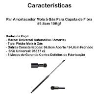 Par Amortecedor Mola à Gás Para Capota De Fibra 59,8cm 10kgf - 3
