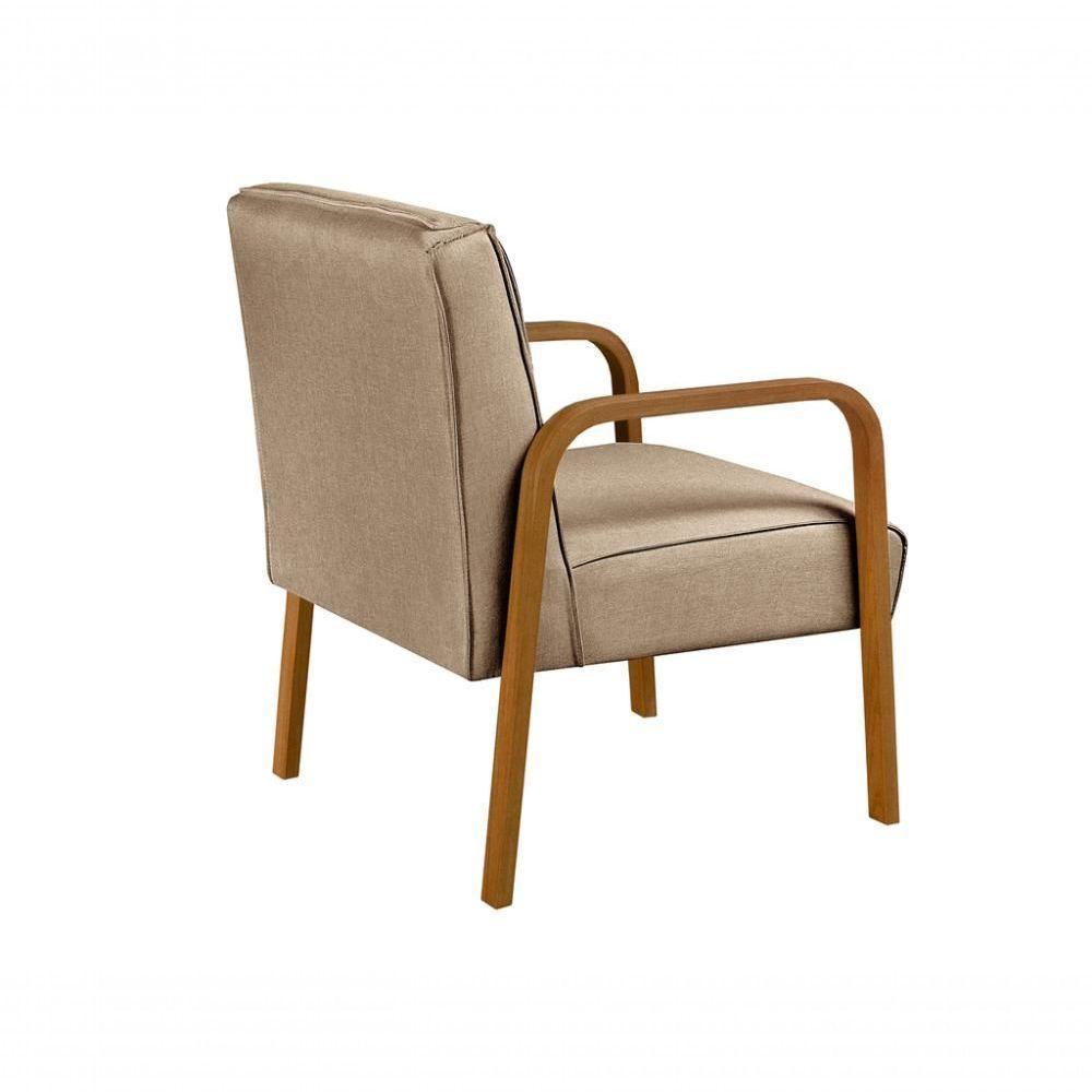 Kit 4 Poltronas Anita Moderna Decorativa Braço Madeira Linho Marrom 150 - 3