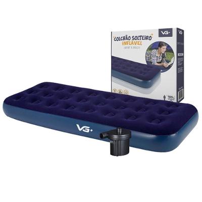 Colchão Solteiro Inflável + Bomba De Ar Elétrica 220v Vg Plus