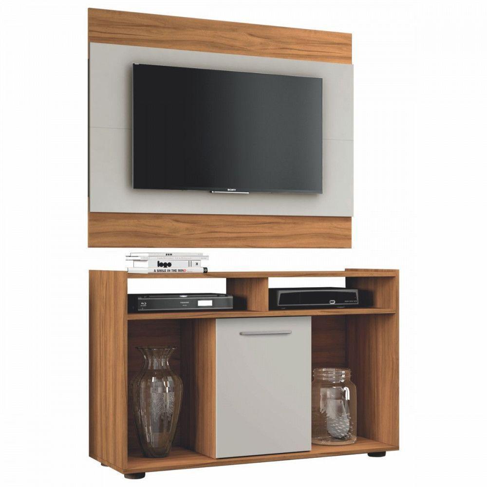 Rack Com Painel Para Tv 43 Polegadas Notável Freijó Trend Com Off White - 1