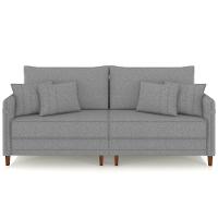 Sofá 3 Lugares Living 232cm Pé Madeira Zoe Linho Cinza Escuro Z08 - Mpozenato - 5