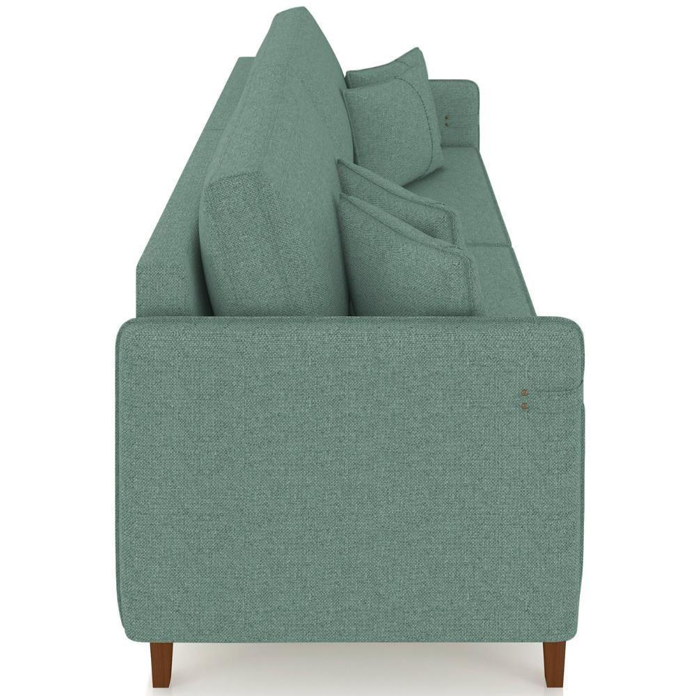 Sofá 3 Lugares Living 232cm Pé Madeira Zoe Linho Verde Z08 - Mpozenato - 7