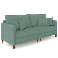 Sofá 3 Lugares Living 232cm Pé Madeira Zoe Linho Verde Z08 - Mpozenato - 2
