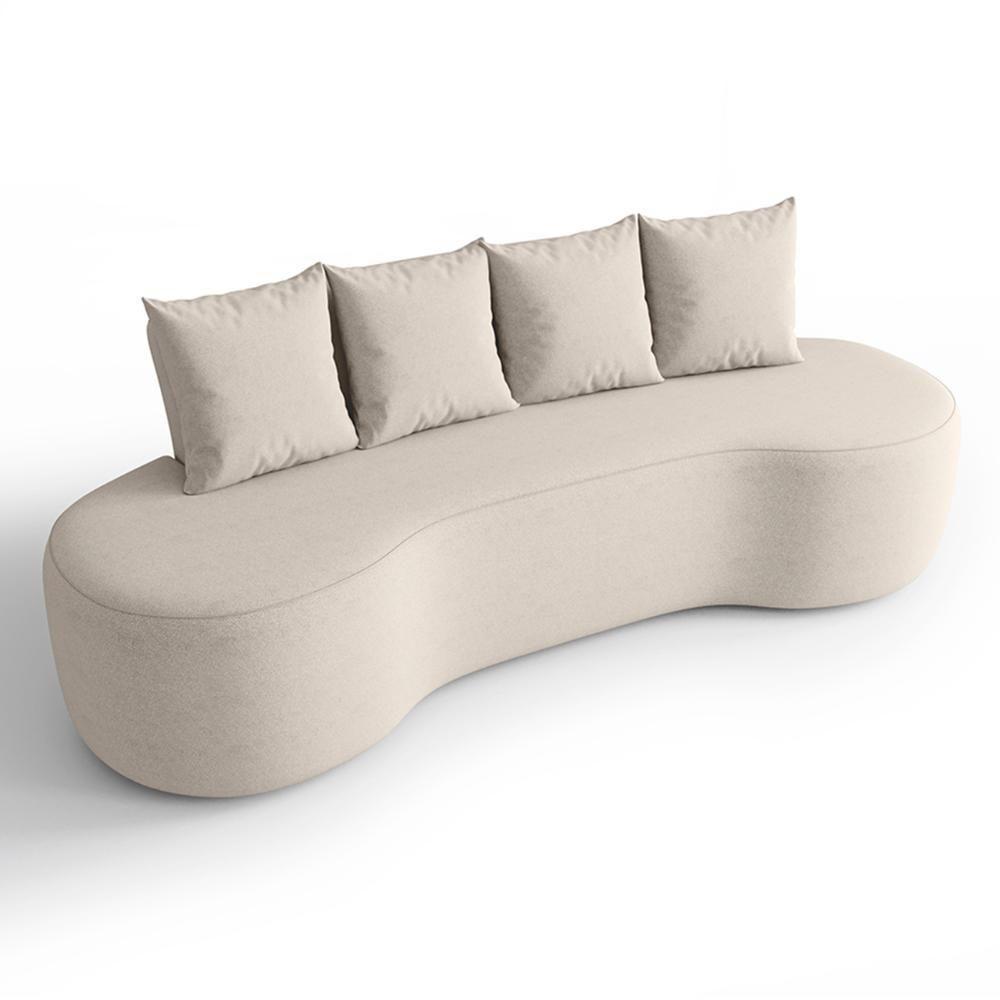 Sofá 3 Lugares 210cm Orgânico Viana B10 Bouclê Creme - Mpozenato - 6