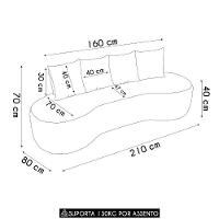 Sofá 3 Lugares 210cm Orgânico Viana B10 Bouclê Creme - Mpozenato