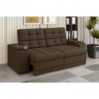 Sofá Confort Premium 1,70m Assento Retrátil/reclinável Porta Copos E Usb Suede Marrom - Xflex Sofas