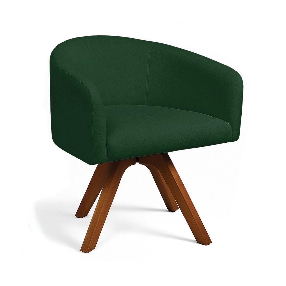 Poltrona Sala Base Giratória Madeira Arielle Bouclê D03 - D'rossi Verde - 2