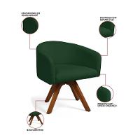 Poltrona Sala Base Giratória Madeira Arielle Bouclê D03 - D'rossi Verde - 3