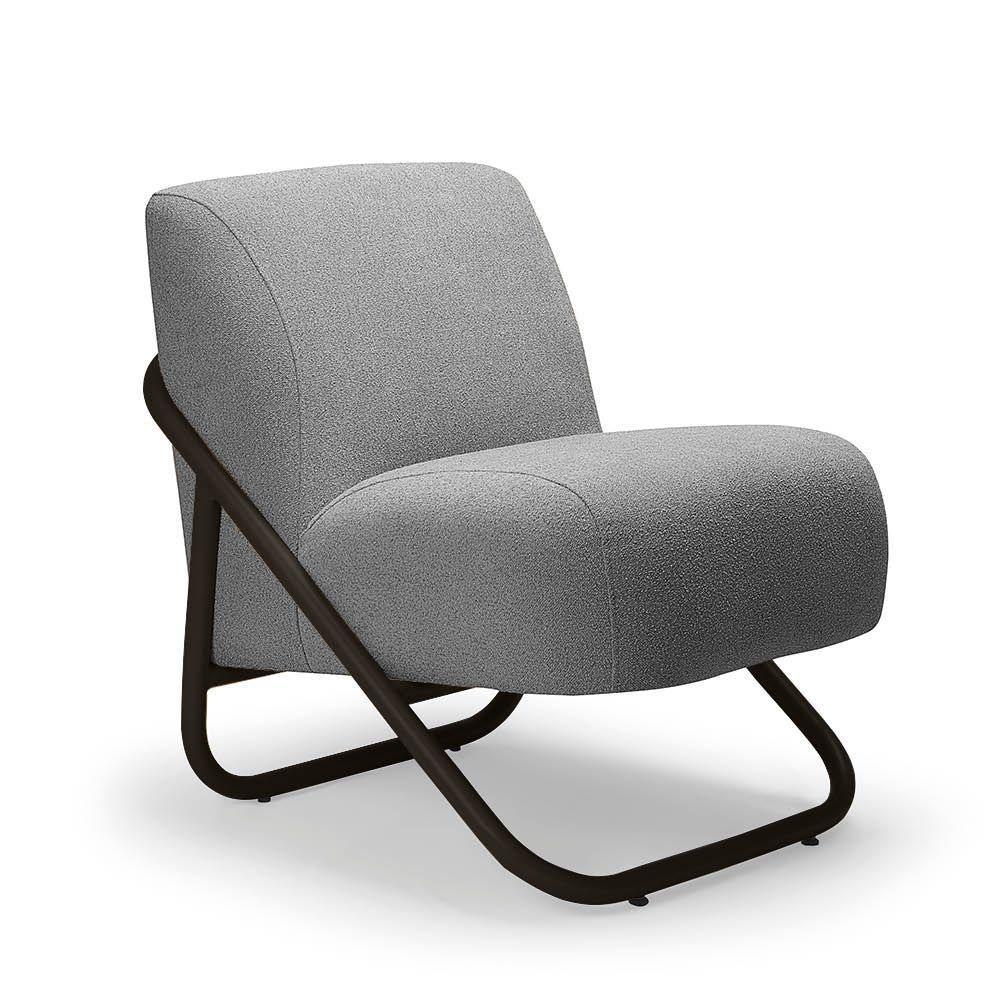 Poltrona Sala Decorativa Industrial Preto Martina Bouclê Grafite K01 - D'rossi - 2