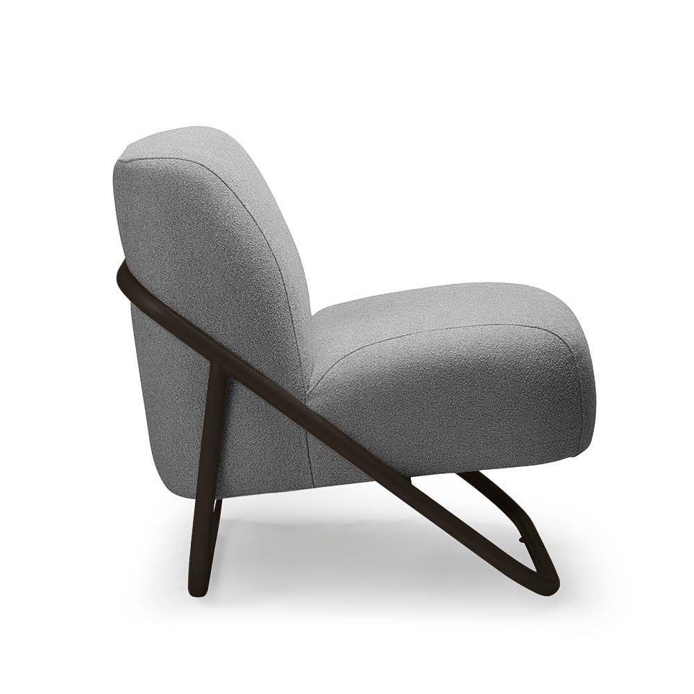 Poltrona Sala Decorativa Industrial Preto Martina Bouclê Grafite K01 - D'rossi - 5