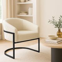 Poltrona Sala Industrial Preto Arielle Veludo Cotelê Bege D03 - D'rossi - 1