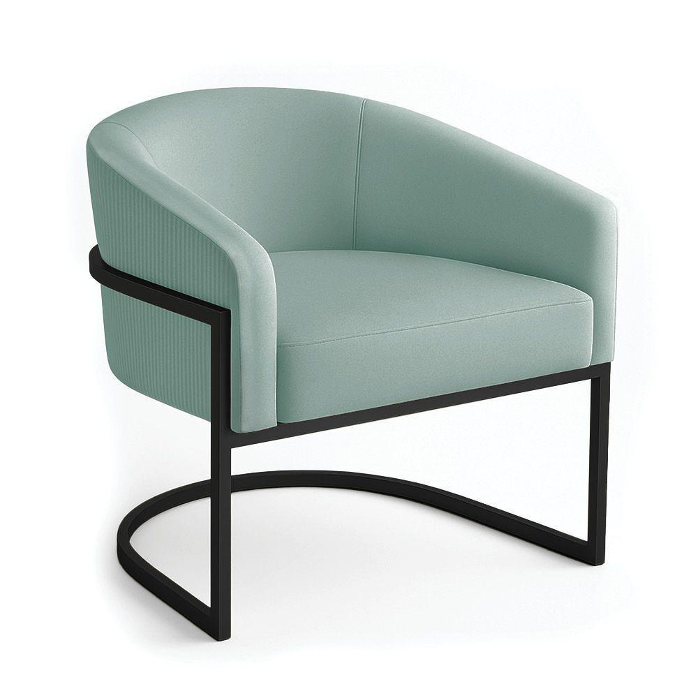 Poltrona Sala Industrial Preto Arielle Veludo Cotelê D03 - D'rossi Menta - 2