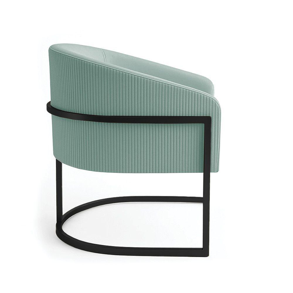 Poltrona Sala Industrial Preto Arielle Veludo Cotelê D03 - D'rossi Menta - 5
