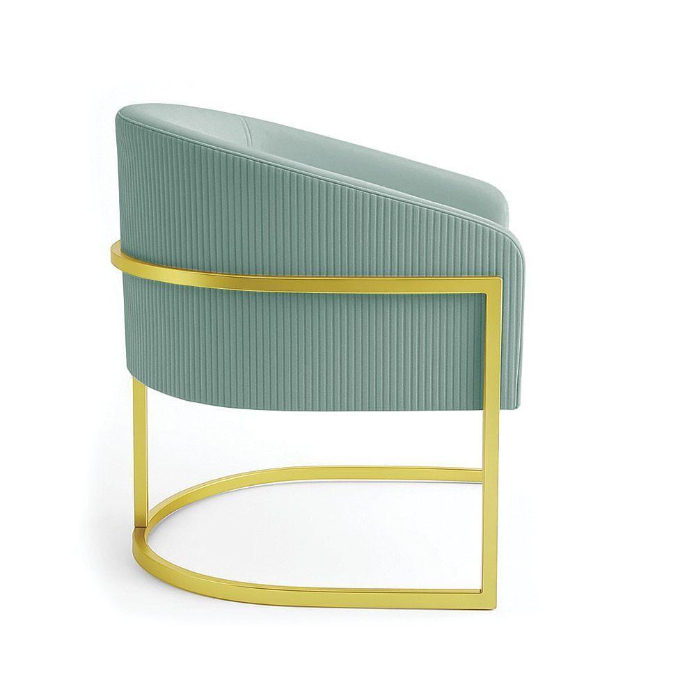 Poltrona Sala Industrial Dourada Arielle Veludo Cotelê D03 - D'rossi Menta - 5