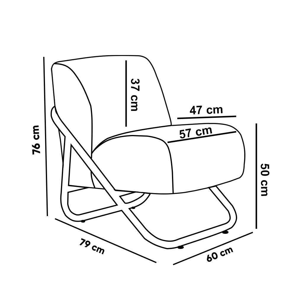 Poltrona Sala Decorativa Industrial Dourado Martina Bouclê Cinza K01 - D'rossi - 4