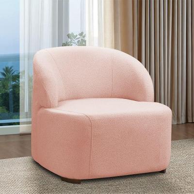 Poltrona Decorativa Diully Bouclê E03 Orgânica Para Sala Tecido Bouclê Rosa D'Rossi