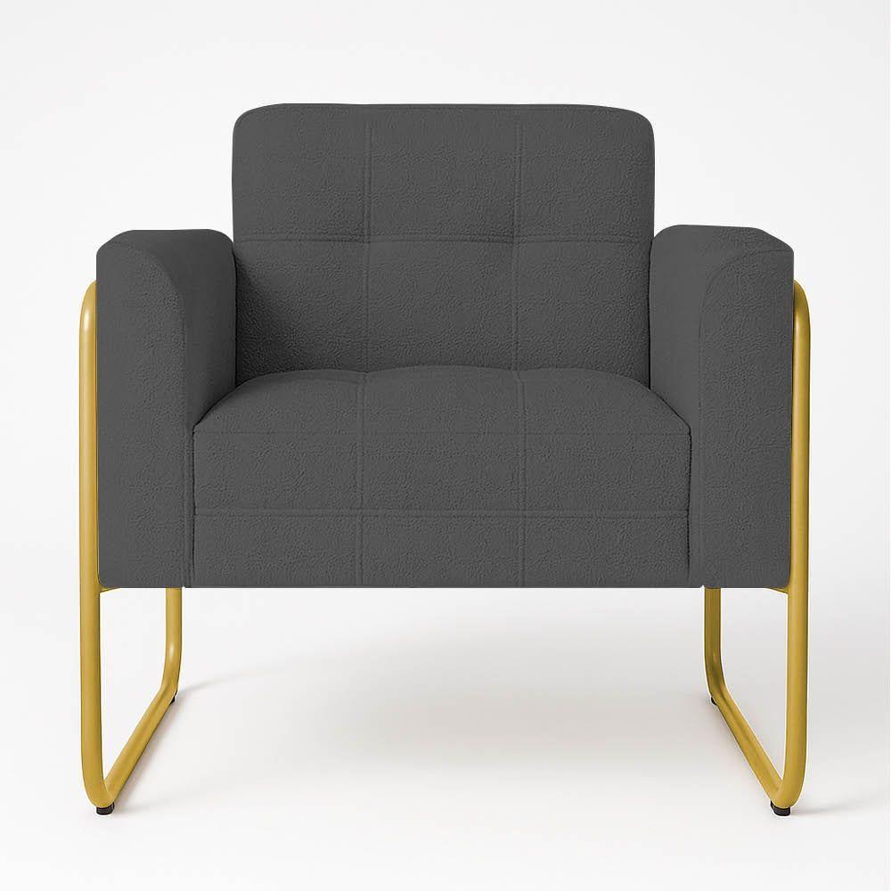 Poltrona Sala Industrial Alta Tubo Dourado Elisa Bouclê Grafite D03 - D'rossi - 2