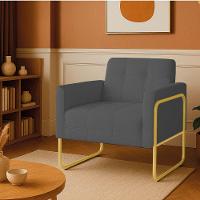 Poltrona Sala Industrial Alta Tubo Dourado Elisa Bouclê Grafite D03 - D'rossi - 1