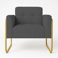 Poltrona Sala Industrial Alta Tubo Dourado Elisa Bouclê Grafite D03 - D'rossi - 2