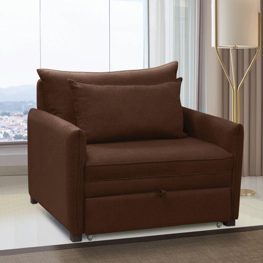 Poltrona Cama Retrátil Solteiro Com Rodízio Cloe Bouclê E03 - D'rossi Marrom - 2
