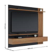 Painel Para Tv Home Suspenso Juriti 1.8 Com Mesa De Centro Jeri Noce Milano Preto Acetinado - Colibri - 6