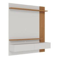 Painel Para Tv Home Suspenso Juriti 1.5 Off White Matte Freijó Com Mesa De Centro Jeri Freijó Off White - Colibri