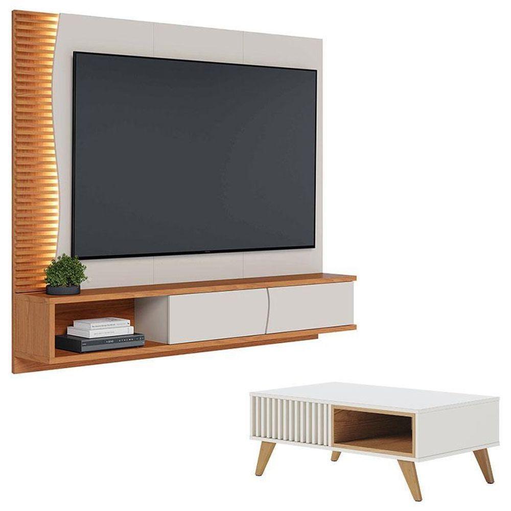 Home Suspenso Egeu Com Mesa De Centro Jeri Off White Freijó - Colibri - 1