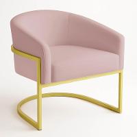 Poltrona Sala Decorativa Industrial Dourada Kit 2 Arielle Veludo Cor Rose - 6