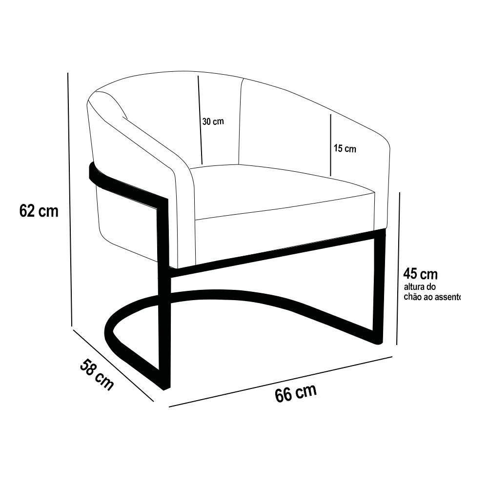 Poltrona Sala Decorativa Industrial Dourada Arielle Suede Cinza - 5