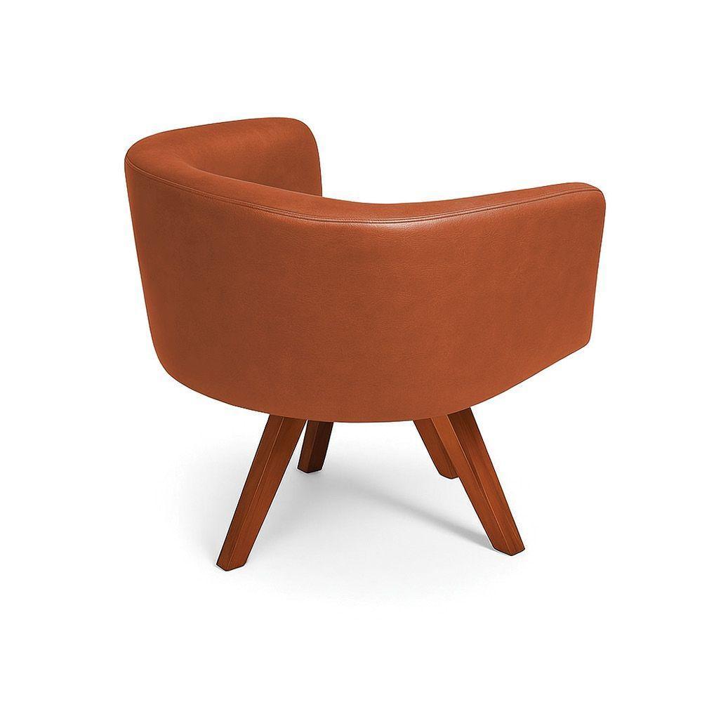 Poltrona Sala Base Giratória Madeira Arielle Sintético Pu D03 - D'rossi Nozes - 6