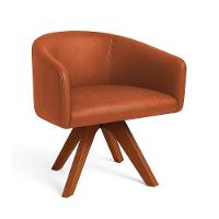 Poltrona Sala Base Giratória Madeira Arielle Sintético Pu D03 - D'rossi Nozes - 2