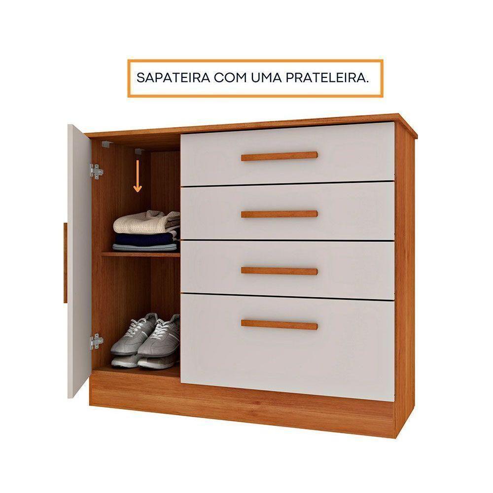 Cômoda Solteiro Chicago C- 1 Porta E 4 Gavetas Cinamomo-off White - Tcil Móveis - 4