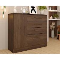 Cômoda Solteiro Chicago C- 1 Porta E 4 Gavetas Cinamomo-off White - Tcil Móveis - 10